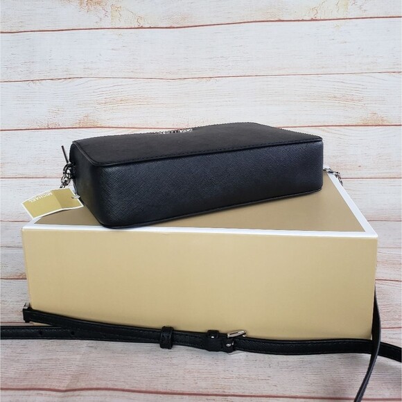 Michael Kors Jet Set Saffiano Leather Crossbody Silver Chain Hardware Gift Box - Picture 9 of 16